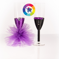 "RUPTURE" 2 Flûtes à champagne violet personnalisées