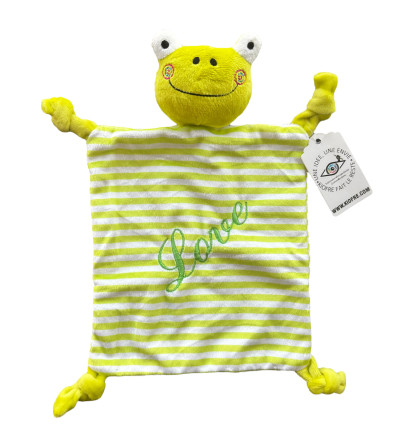 Peluche / doudou plat personnalisé grenouille