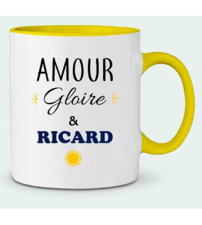 Mug bicolore jaune personnalisé