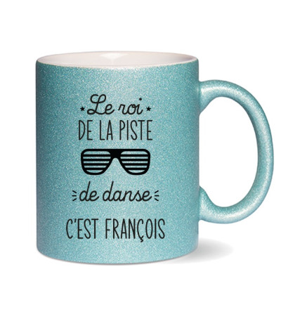 Mug paillette bleu personnalisé