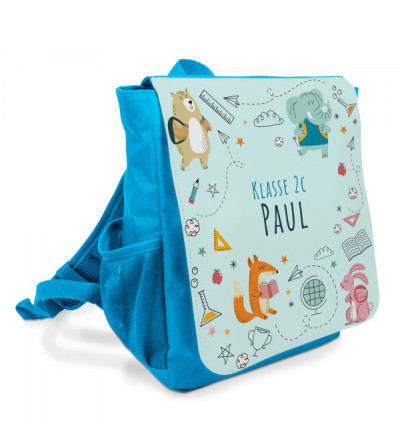 Sac a dos enfant bleu personnalisé