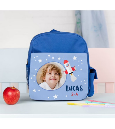 Sac a dos bleu enfant personnalisé