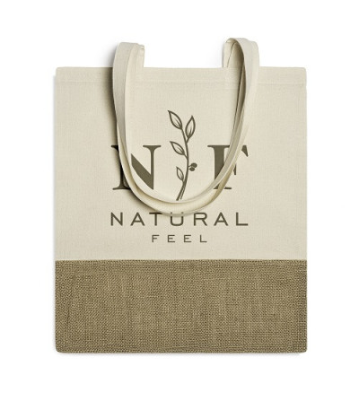 Sac shopping / tote bag coton / jute personnalisé beige