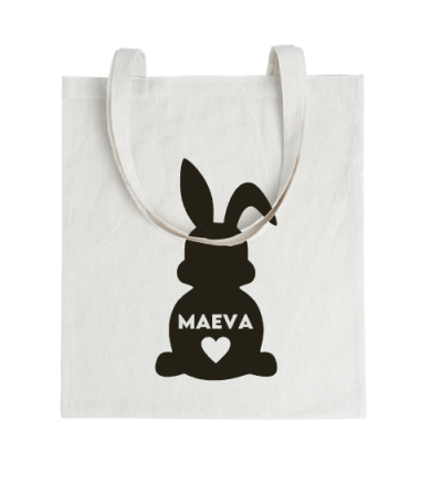 Sac shopping / tote bag beige "LAPIN PAQUÊS"