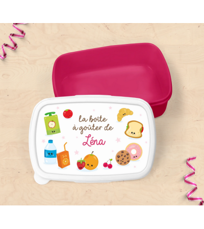 Boite à gouter / boite repas personnalisée rose