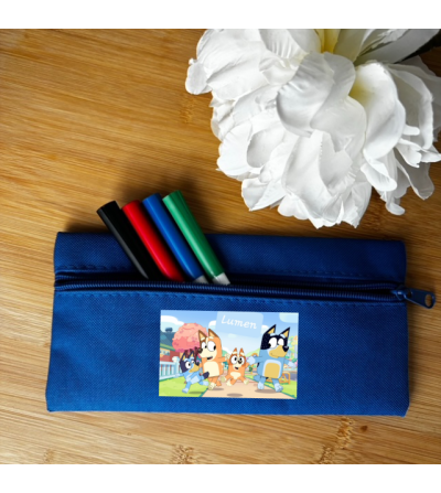 Trousse à crayons personnalisée bleu