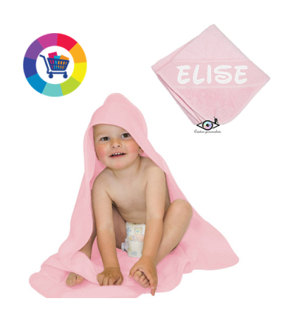 Cape / sortie de bain à capuche personnalisée rose